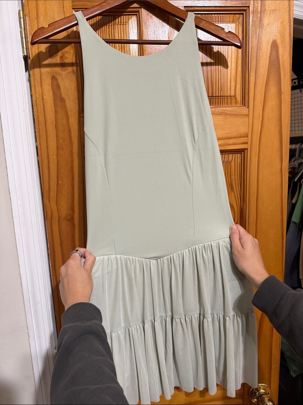 Light Sage Tiered Mini Dress - Women's Summer Dress